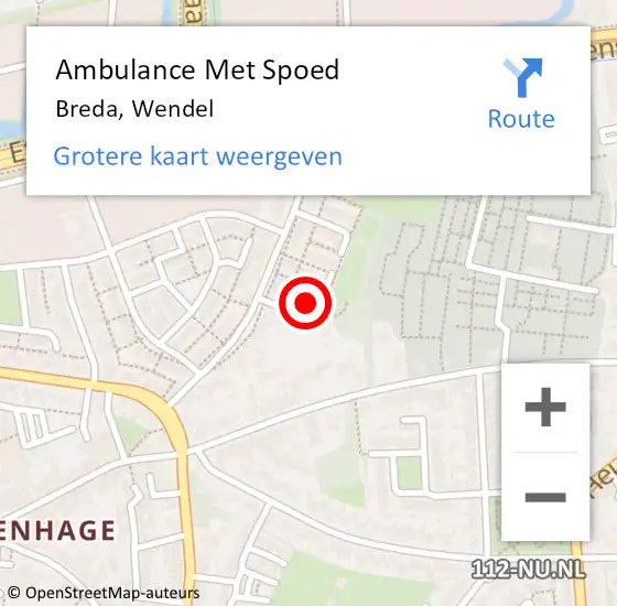 Locatie op kaart van de 112 melding: Ambulance Met Spoed Naar Breda, Wendel op 18 oktober 2016 22:23