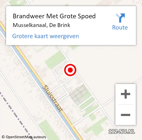 Locatie op kaart van de 112 melding: Brandweer Met Grote Spoed Naar Musselkanaal, De Brink op 18 oktober 2016 23:48