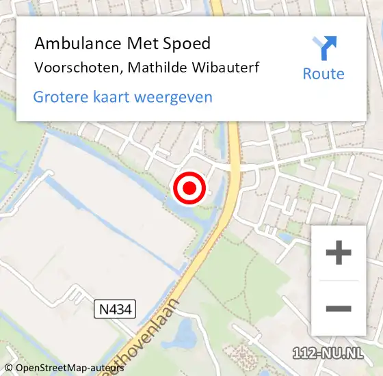 Locatie op kaart van de 112 melding: Ambulance Met Spoed Naar Voorschoten, Mathilde Wibauterf op 19 oktober 2016 01:01