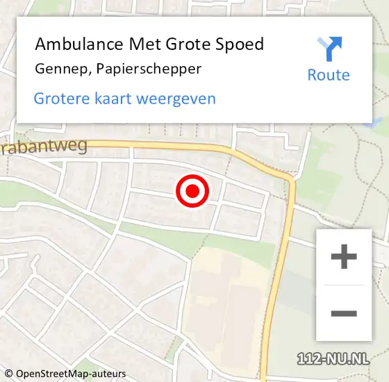 Locatie op kaart van de 112 melding: Ambulance Met Grote Spoed Naar Gennep, Papierschepper op 19 oktober 2016 02:46