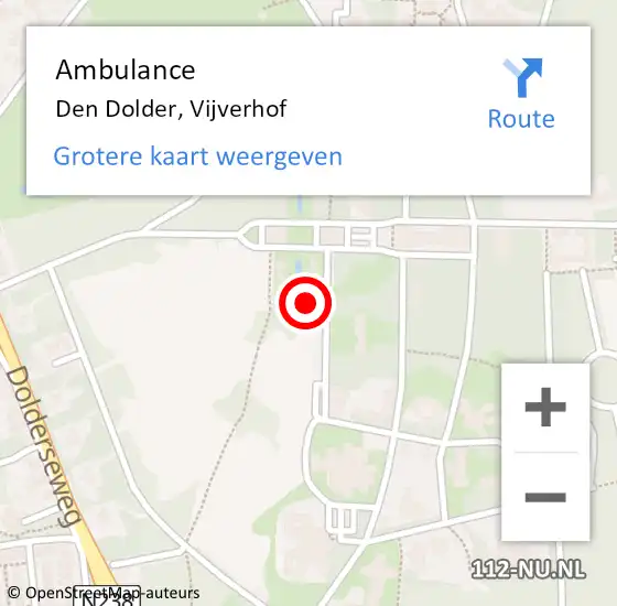 Locatie op kaart van de 112 melding: Ambulance Den Dolder, Vijverhof op 19 oktober 2016 03:05