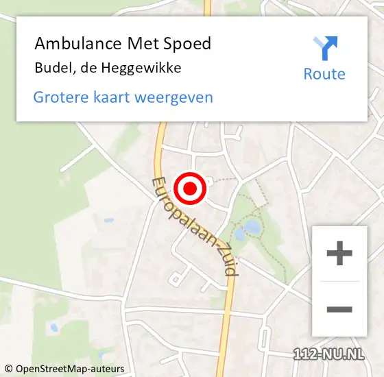 Locatie op kaart van de 112 melding: Ambulance Met Spoed Naar Budel, de Heggewikke op 19 oktober 2016 03:19