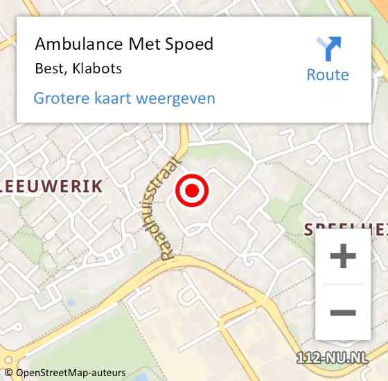 Locatie op kaart van de 112 melding: Ambulance Met Spoed Naar Best, Klabots op 19 oktober 2016 03:46