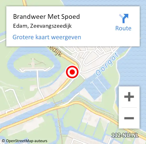 Locatie op kaart van de 112 melding: Brandweer Met Spoed Naar Edam, Zeevangszeedijk op 19 oktober 2016 06:45