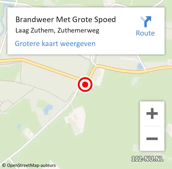 Locatie op kaart van de 112 melding: Brandweer Met Grote Spoed Naar Laag Zuthem, Zuthemerweg op 19 oktober 2016 07:25