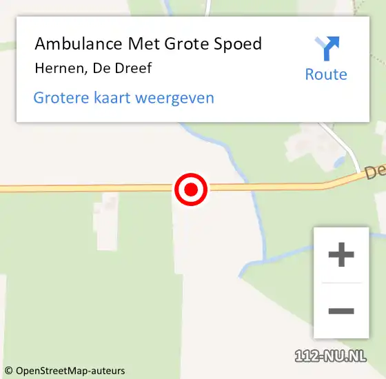 Locatie op kaart van de 112 melding: Ambulance Met Grote Spoed Naar Hernen, De Dreef op 19 oktober 2016 07:30