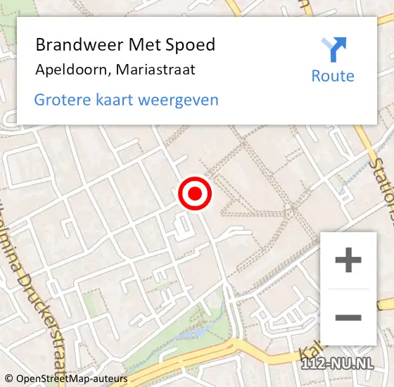 Locatie op kaart van de 112 melding: Brandweer Met Spoed Naar Apeldoorn, Mariastraat op 19 oktober 2016 07:40