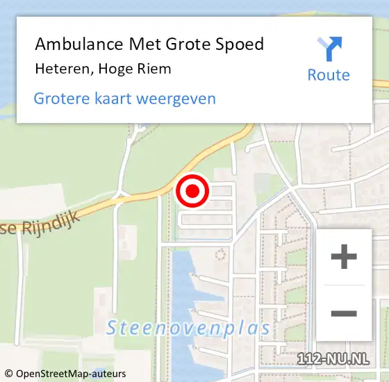 Locatie op kaart van de 112 melding: Ambulance Met Grote Spoed Naar Heteren, Hoge Riem op 19 oktober 2016 08:46