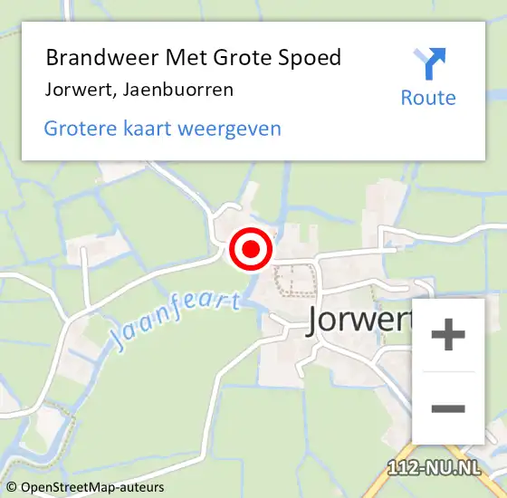 Locatie op kaart van de 112 melding: Brandweer Met Grote Spoed Naar Jorwert, Jaenbuorren op 19 oktober 2016 08:53