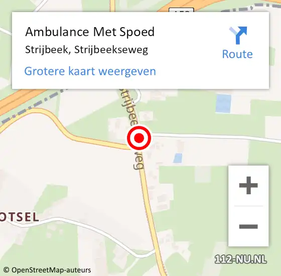 Locatie op kaart van de 112 melding: Ambulance Met Spoed Naar Strijbeek, Strijbeekseweg op 19 oktober 2016 09:52