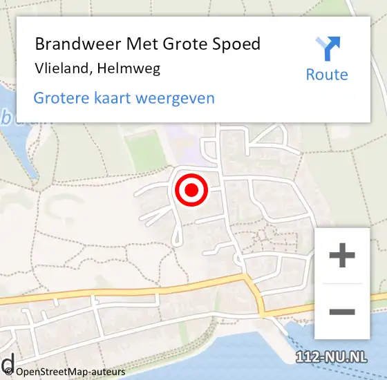 Locatie op kaart van de 112 melding: Brandweer Met Grote Spoed Naar Vlieland, Helmweg op 19 oktober 2016 10:10