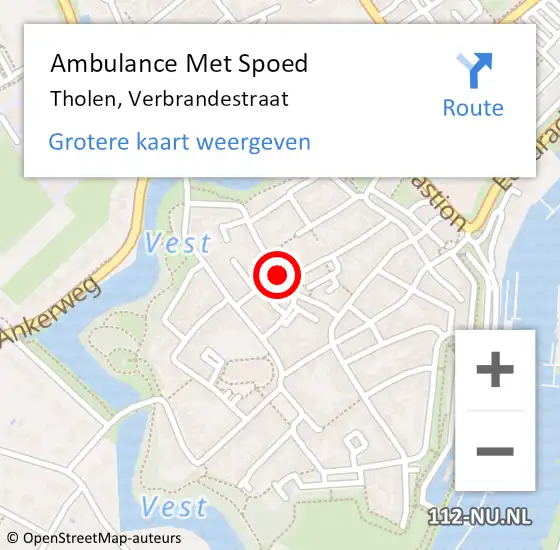 Locatie op kaart van de 112 melding: Ambulance Met Spoed Naar Tholen, Verbrandestraat op 19 oktober 2016 10:26