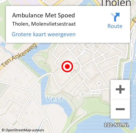 Locatie op kaart van de 112 melding: Ambulance Met Spoed Naar Tholen, Molenvlietsestraat op 19 oktober 2016 10:48