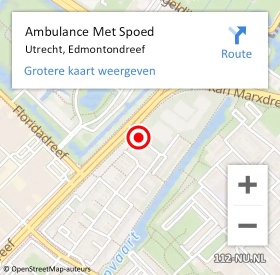 Locatie op kaart van de 112 melding: Ambulance Met Spoed Naar Utrecht, Edmontondreef op 19 oktober 2016 11:36