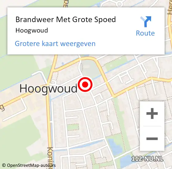 Locatie op kaart van de 112 melding: Brandweer Met Grote Spoed Naar Hoogwoud op 19 oktober 2016 11:43