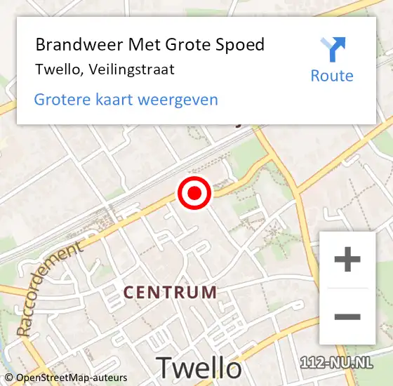 Locatie op kaart van de 112 melding: Brandweer Met Grote Spoed Naar Twello, Veilingstraat op 19 oktober 2016 11:53