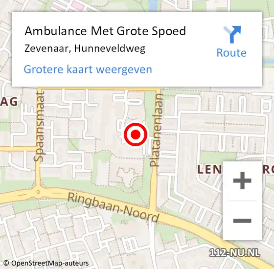Locatie op kaart van de 112 melding: Ambulance Met Grote Spoed Naar Zevenaar, Hunneveldweg op 19 oktober 2016 11:56