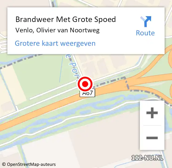 Locatie op kaart van de 112 melding: Brandweer Met Grote Spoed Naar Venlo, Olivier van Noortweg op 19 oktober 2016 12:05