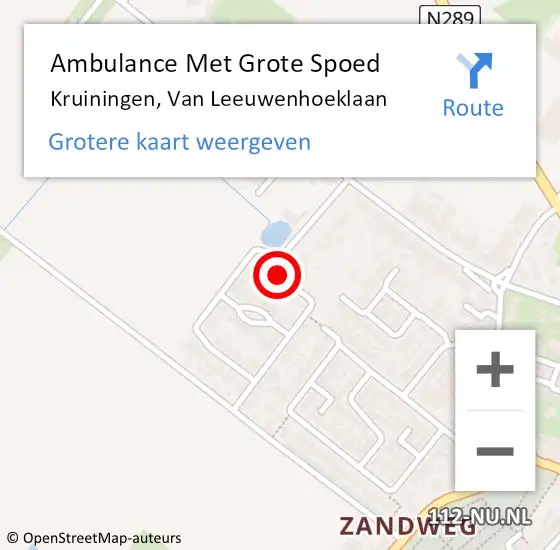 Locatie op kaart van de 112 melding: Ambulance Met Grote Spoed Naar Kruiningen, Van Leeuwenhoeklaan op 19 oktober 2016 13:54