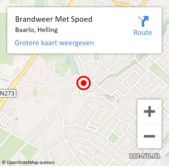 Locatie op kaart van de 112 melding: Brandweer Met Spoed Naar Baarlo, Helling op 19 oktober 2016 14:08