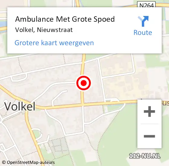 Locatie op kaart van de 112 melding: Ambulance Met Grote Spoed Naar Volkel, Nieuwstraat op 19 oktober 2016 14:14