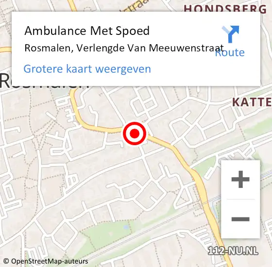 Locatie op kaart van de 112 melding: Ambulance Met Spoed Naar Rosmalen, Verlengde Van Meeuwenstraat op 19 oktober 2016 14:25