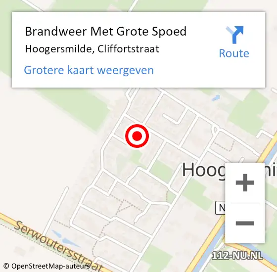 Locatie op kaart van de 112 melding: Brandweer Met Grote Spoed Naar Hoogersmilde, Cliffortstraat op 31 december 2013 01:30