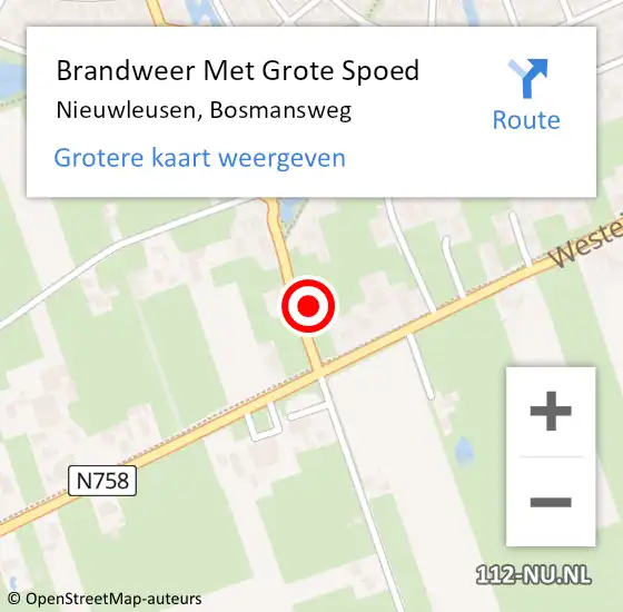 Locatie op kaart van de 112 melding: Brandweer Met Grote Spoed Naar Nieuwleusen, Bosmansweg op 19 oktober 2016 15:31
