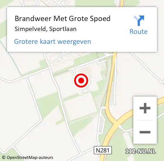 Locatie op kaart van de 112 melding: Brandweer Met Grote Spoed Naar Simpelveld, Sportlaan op 19 oktober 2016 15:42