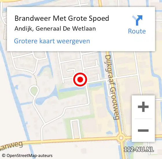 Locatie op kaart van de 112 melding: Brandweer Met Grote Spoed Naar Andijk, Generaal De Wetlaan op 19 oktober 2016 15:44