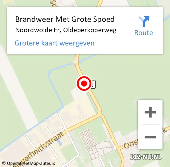 Locatie op kaart van de 112 melding: Brandweer Met Grote Spoed Naar Noordwolde Fr, Oldeberkoperweg op 19 oktober 2016 16:08