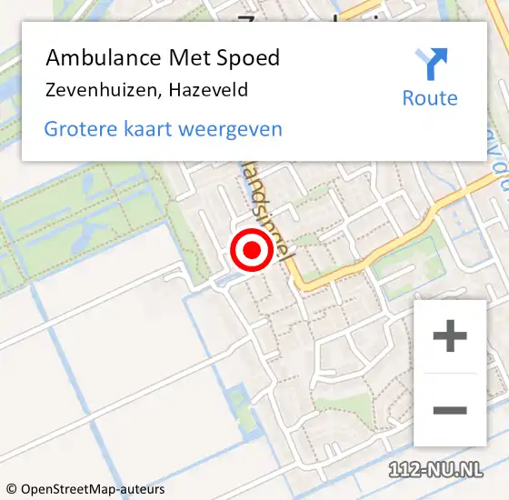 Locatie op kaart van de 112 melding: Ambulance Met Spoed Naar Zevenhuizen, Hazeveld op 19 oktober 2016 16:37