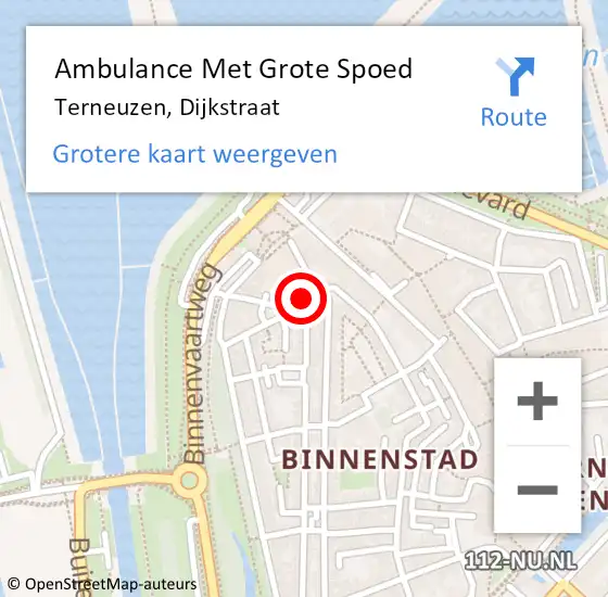 Locatie op kaart van de 112 melding: Ambulance Met Grote Spoed Naar Terneuzen, Dijkstraat op 19 oktober 2016 17:15