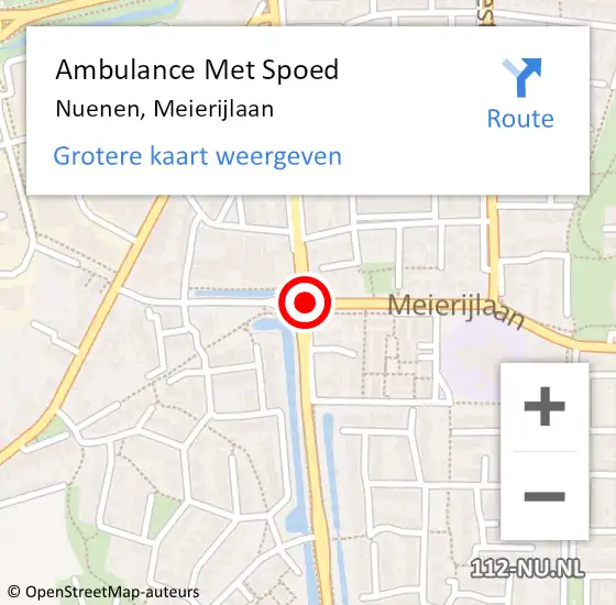 Locatie op kaart van de 112 melding: Ambulance Met Spoed Naar Nuenen, Meierijlaan op 19 oktober 2016 17:19