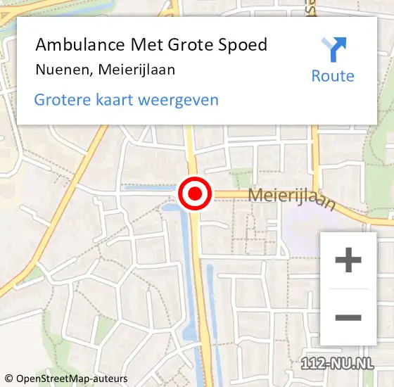 Locatie op kaart van de 112 melding: Ambulance Met Grote Spoed Naar Nuenen, Meierijlaan op 19 oktober 2016 17:22