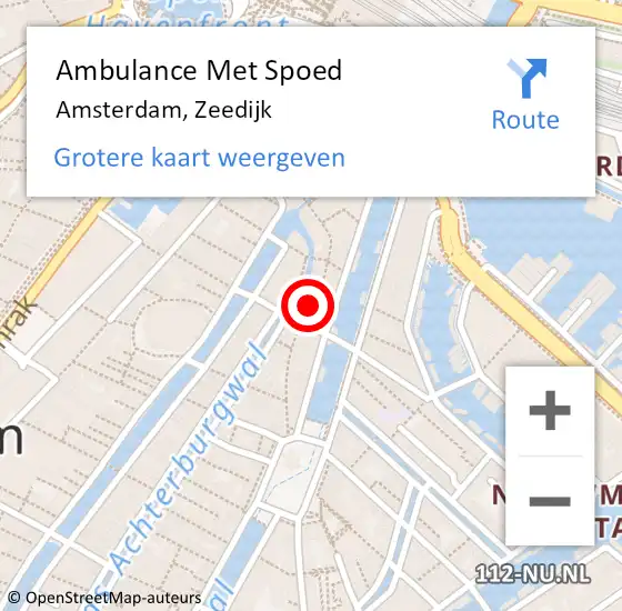 Locatie op kaart van de 112 melding: Ambulance Met Spoed Naar Amsterdam, Zeedijk op 19 oktober 2016 17:32