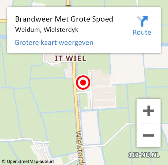 Locatie op kaart van de 112 melding: Brandweer Met Grote Spoed Naar Weidum, Wielsterdyk op 19 oktober 2016 17:52