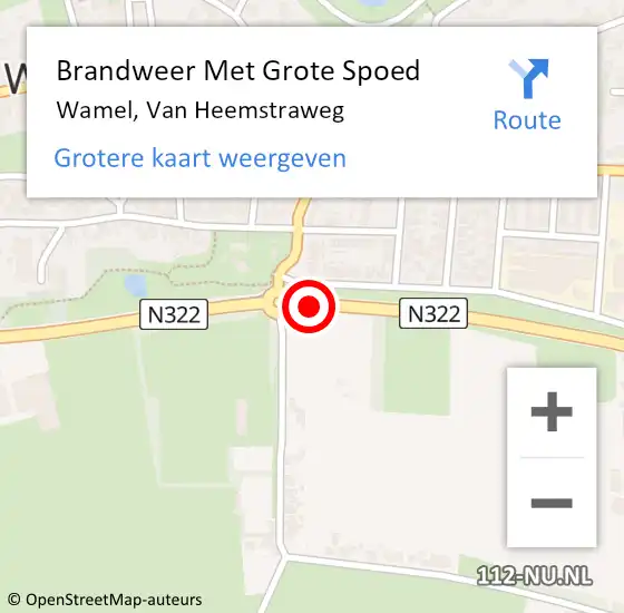 Locatie op kaart van de 112 melding: Brandweer Met Grote Spoed Naar Wamel, Van Heemstraweg op 19 oktober 2016 18:06