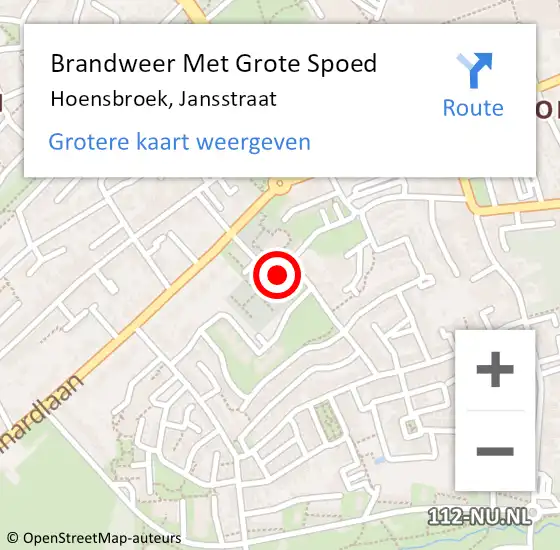 Locatie op kaart van de 112 melding: Brandweer Met Grote Spoed Naar Hoensbroek, Jansstraat op 19 oktober 2016 18:21