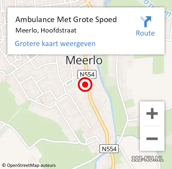 Locatie op kaart van de 112 melding: Ambulance Met Grote Spoed Naar Meerlo, Hoofdstraat op 19 oktober 2016 18:29