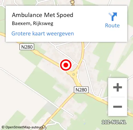 Locatie op kaart van de 112 melding: Ambulance Met Spoed Naar Baexem, Rijksweg op 19 oktober 2016 18:39