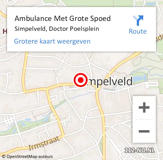 Locatie op kaart van de 112 melding: Ambulance Met Grote Spoed Naar Simpelveld, Doctor Poelsplein op 17 september 2013 17:43