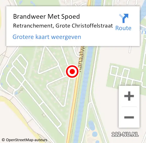 Locatie op kaart van de 112 melding: Brandweer Met Spoed Naar Retranchement, Grote Christoffelstraat op 19 oktober 2016 19:35