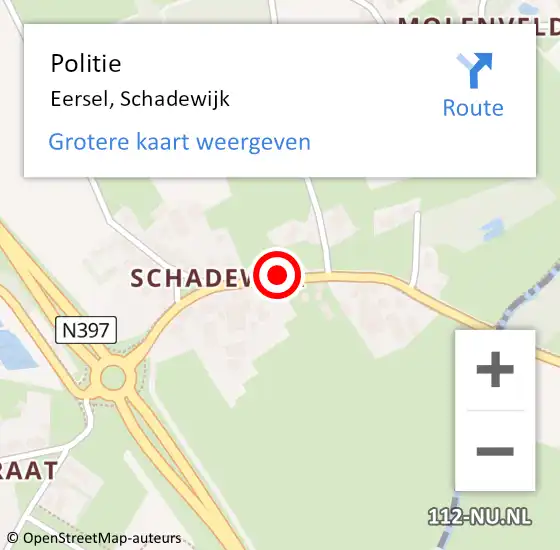 Locatie op kaart van de 112 melding: Politie Eersel, Schadewijk op 19 oktober 2016 20:23