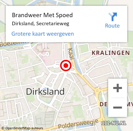 Locatie op kaart van de 112 melding: Brandweer Met Spoed Naar Dirksland, Secretarieweg op 19 oktober 2016 21:03