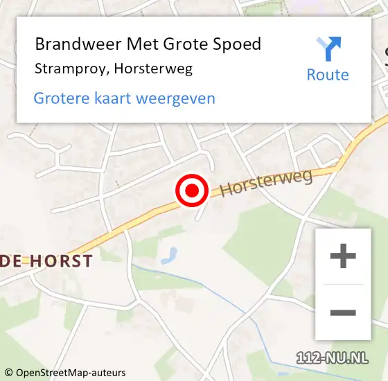 Locatie op kaart van de 112 melding: Brandweer Met Grote Spoed Naar Stramproy, Horsterweg op 19 oktober 2016 21:14