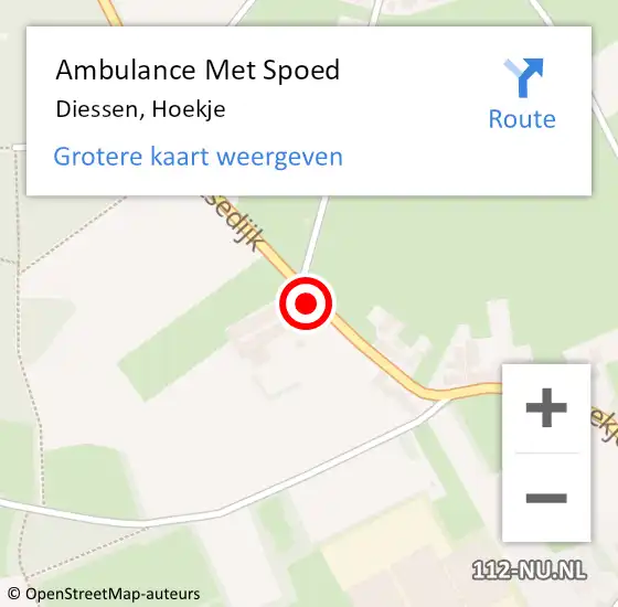 Locatie op kaart van de 112 melding: Ambulance Met Spoed Naar Diessen, Hoekje op 19 oktober 2016 21:18