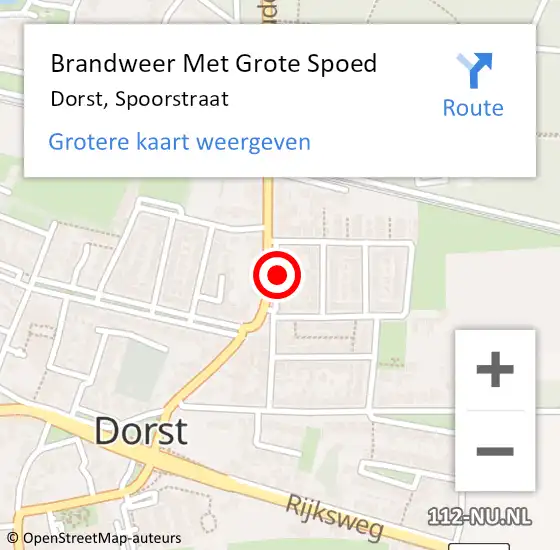 Locatie op kaart van de 112 melding: Brandweer Met Grote Spoed Naar Dorst, Spoorstraat op 19 oktober 2016 21:59