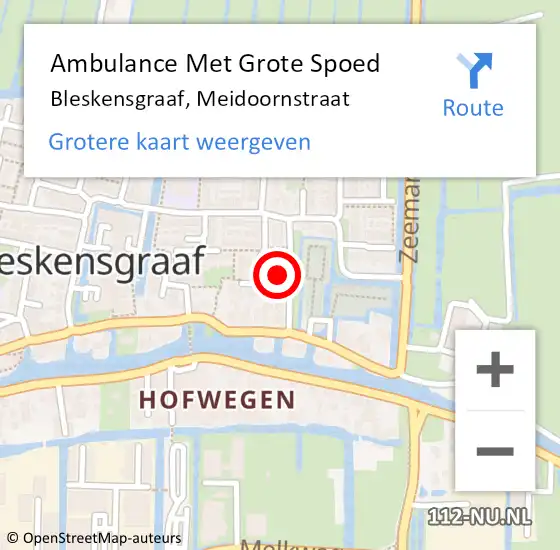 Locatie op kaart van de 112 melding: Ambulance Met Grote Spoed Naar Bleskensgraaf, Meidoornstraat op 31 december 2013 02:44