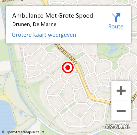 Locatie op kaart van de 112 melding: Ambulance Met Grote Spoed Naar Drunen, De Marne op 31 december 2013 02:48